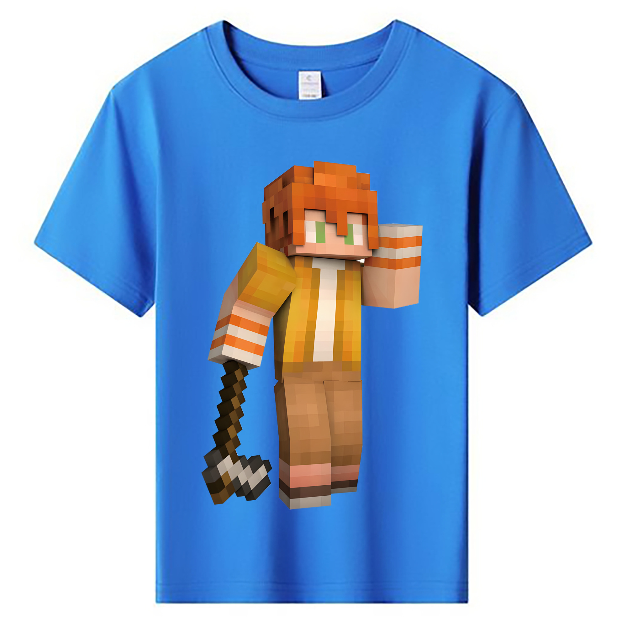 （画像用） マインクラフト ブロックの世界 Minecraft MC Block world 綿100％キッズTシャツ（フロントプリント）